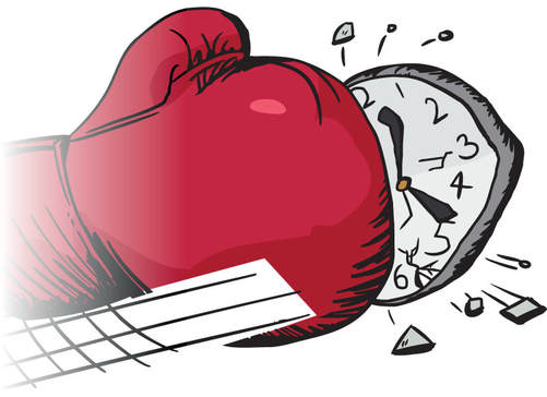 Boxing glove smashing clock